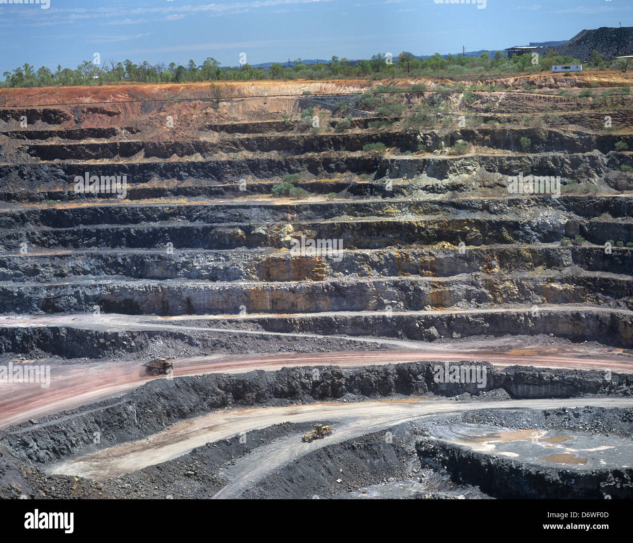 Australien, Northern Territory, Ranger Uranium Mine, Blick auf die offenen Schnitt Bergbaubetrieb Stockfoto