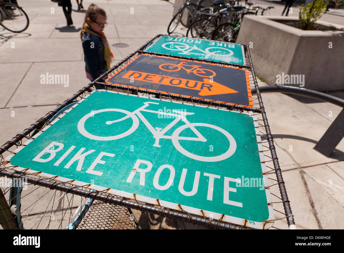 Fahrrad Route Zeichen - USA Stockfoto