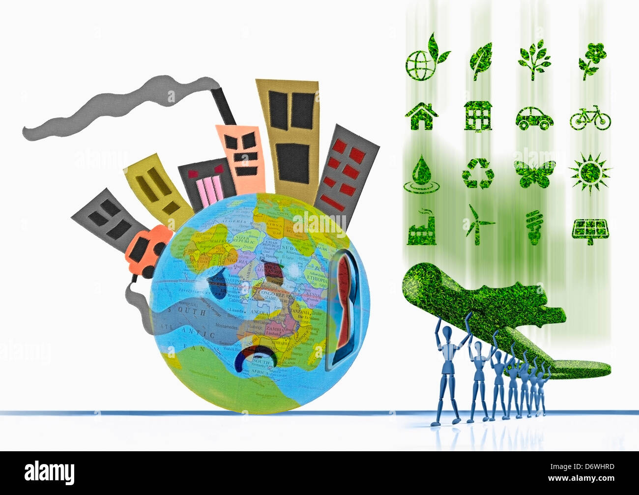 Key to Go Green, Konzept alternativer Energie Konzept Ökologie macht Alternative Öko Ökologie ökologisch Windstrom Stockfoto