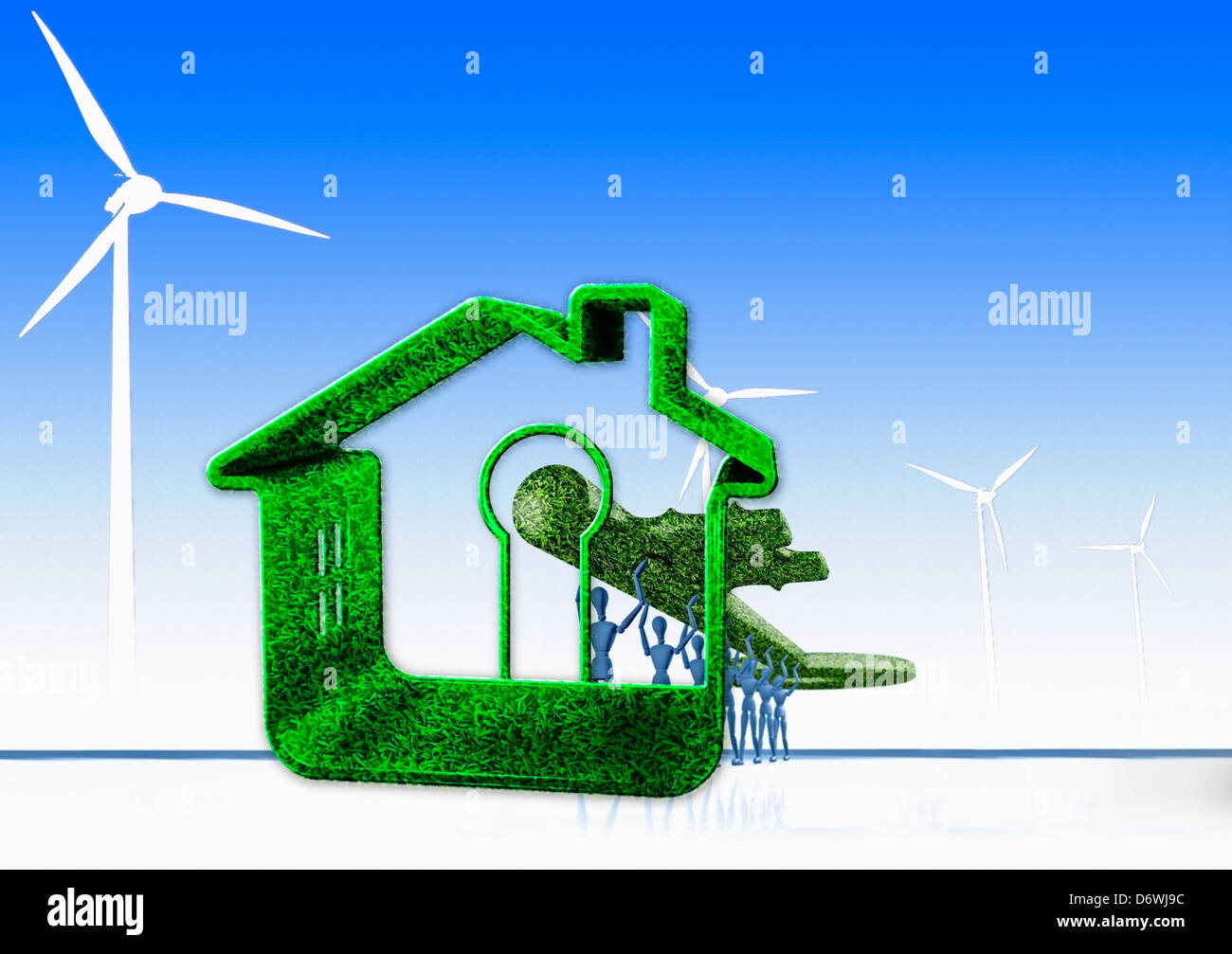 Schlüssel für Alternative Energien, Konzept alternativer Energie Konzept Ökologie macht Wind Alternative Öko Ökologie ökologisch elektrische Stockfoto