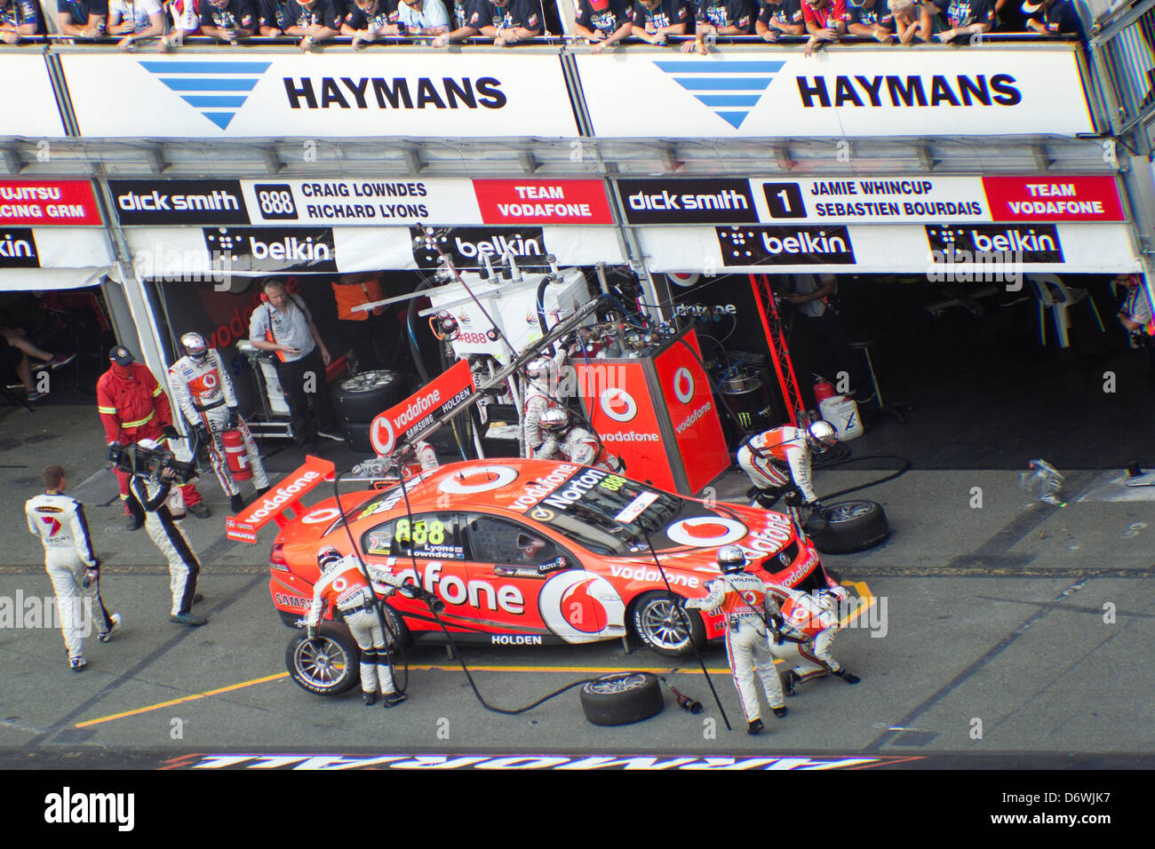 Gold Coast 600 V8 Supercar 21.-23. Oktober 2012 Auto Rennen Boxenstopp Surfers Paradise Street Circuit Surfer Paradise Queensland Stockfoto