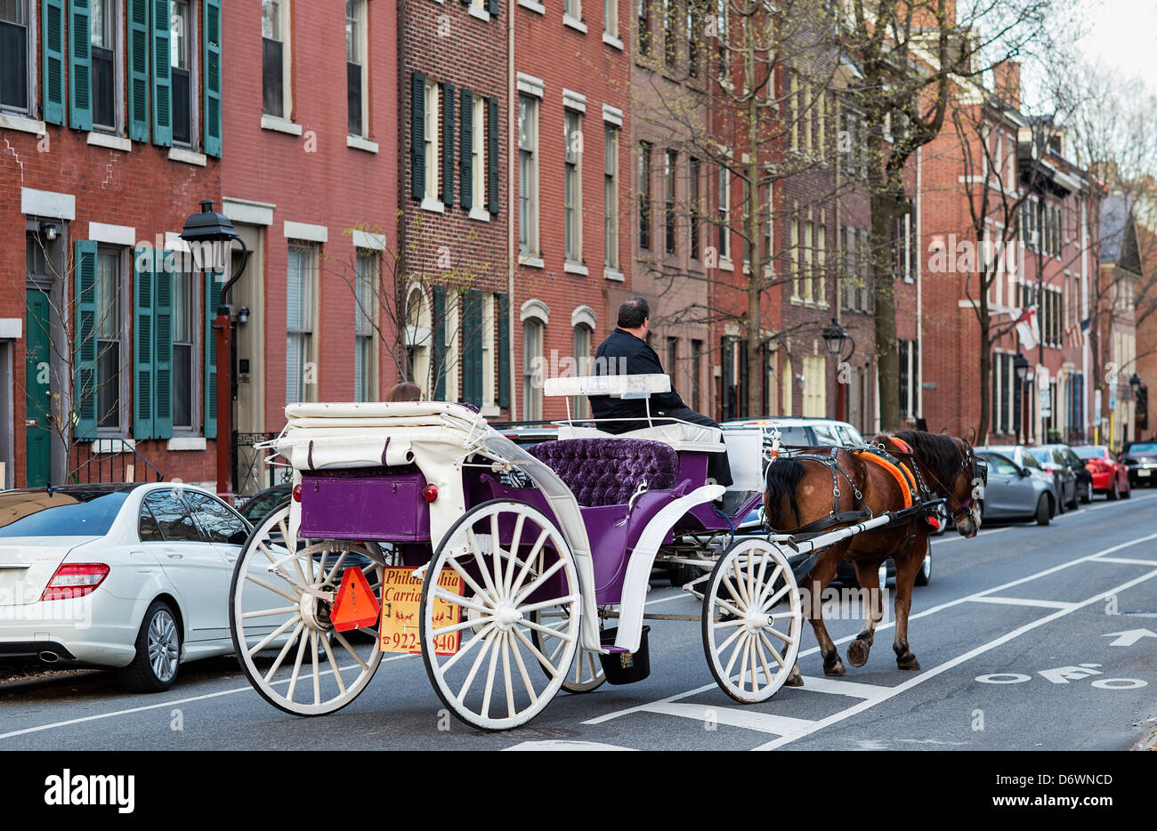 Gezeichnet Reitertour historische Philadelphia, Pennsylvania, USA Stockfoto