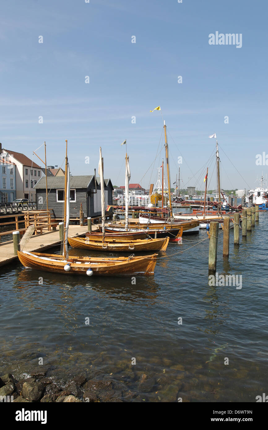 Deutschland, L √ º Ttfischerhafen der Museumshafen Flensburg. Stockfoto