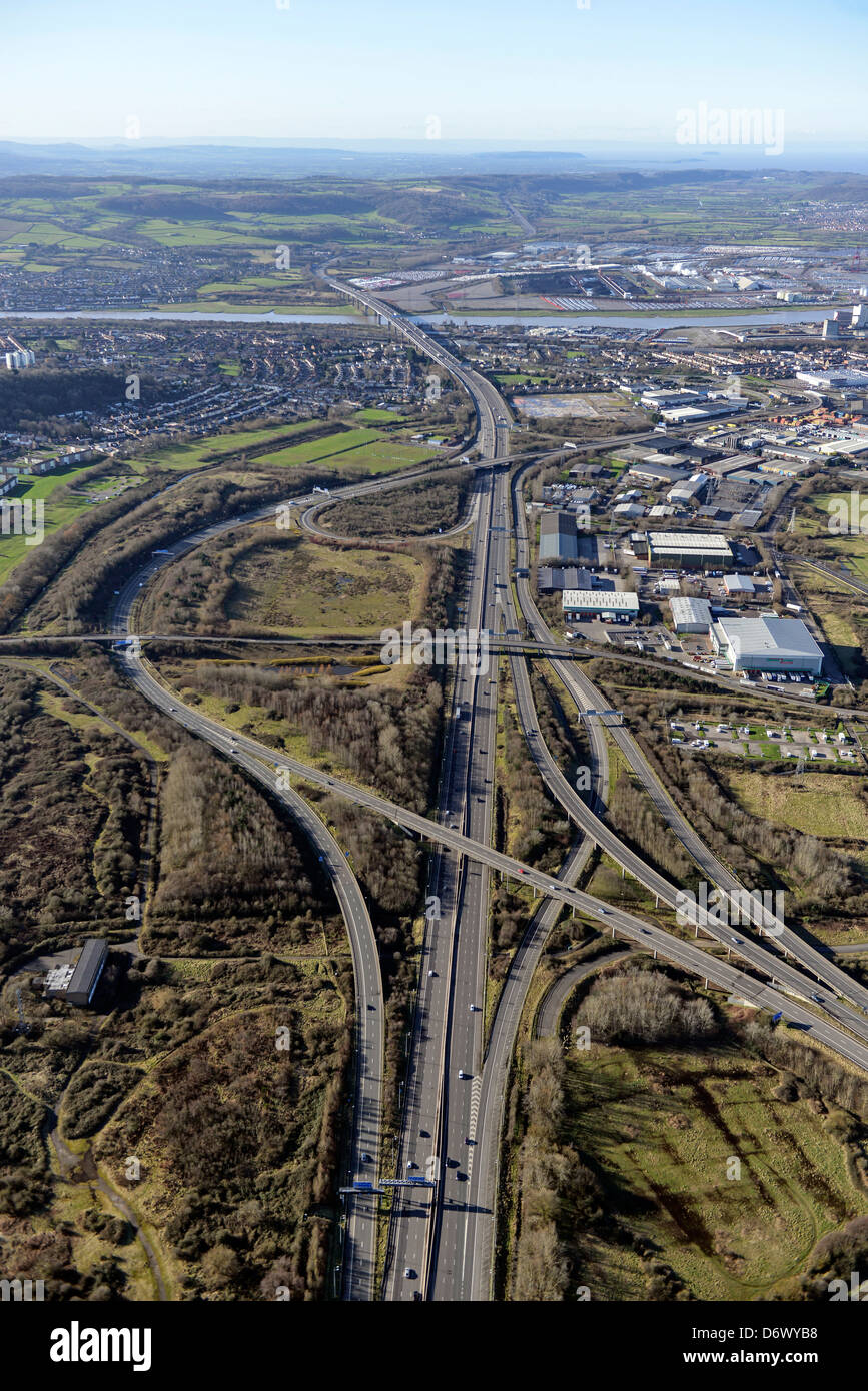 Luftbild der M5 Ausfahrt 18 Stockfoto