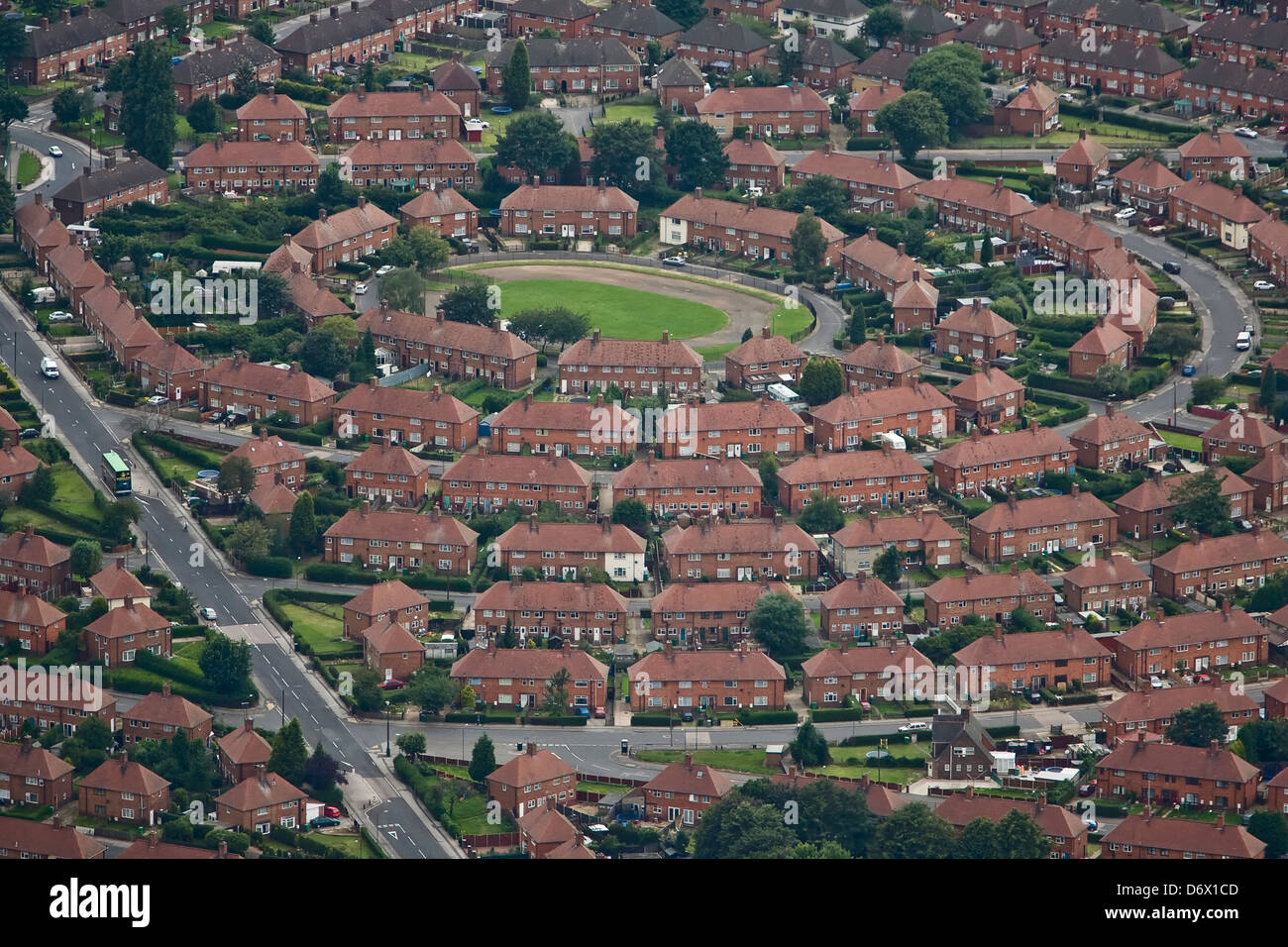 Luftaufnahme der Wohnsiedlung in Nottingham. Stockfoto