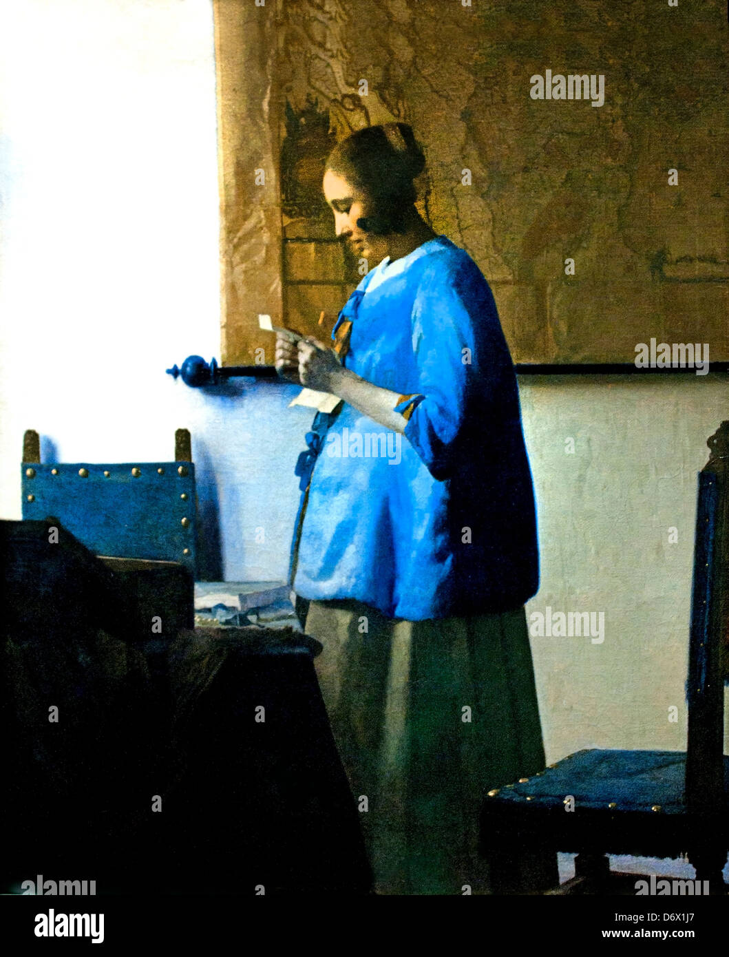 Frau liest einen Brief 1663 Johannes Vermeer 1632-1675 Niederlande Niederlande Stockfoto