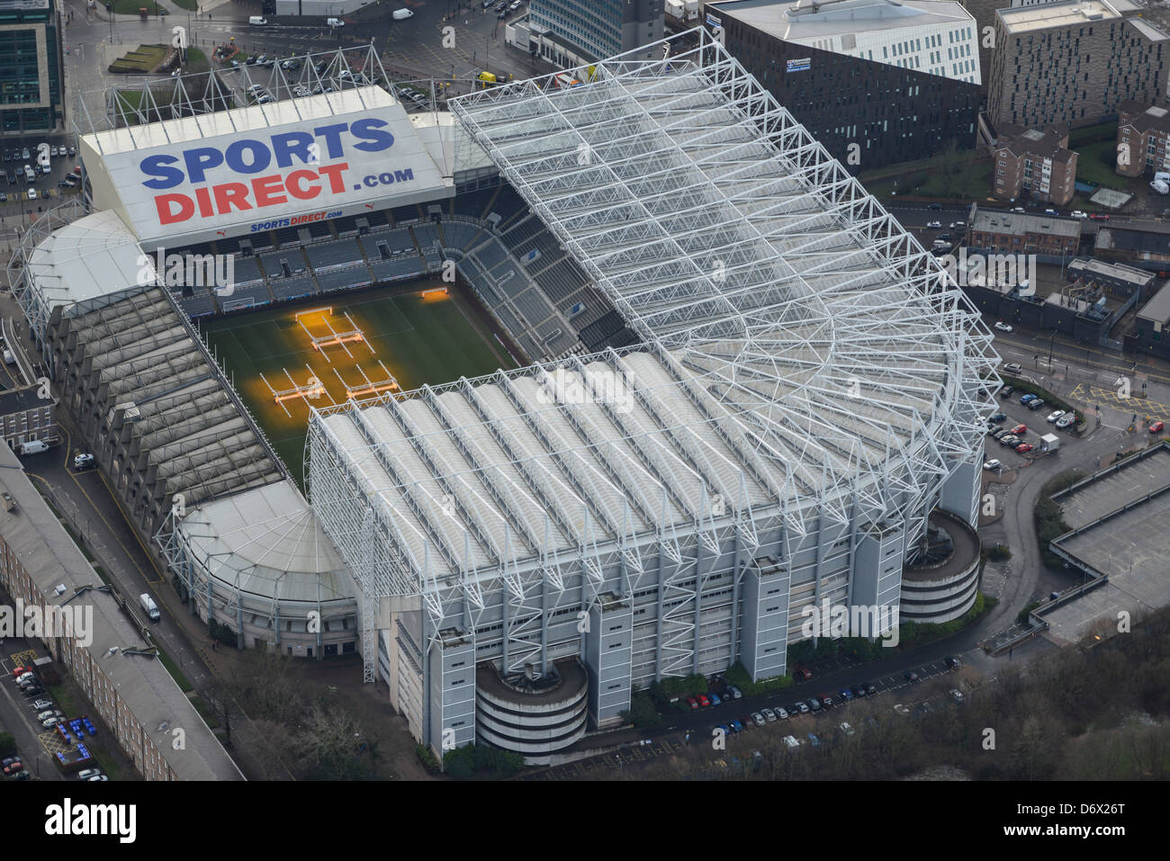 Luftaufnahme von Newcastle United Football Club St James' Park Stadium Stockfoto
