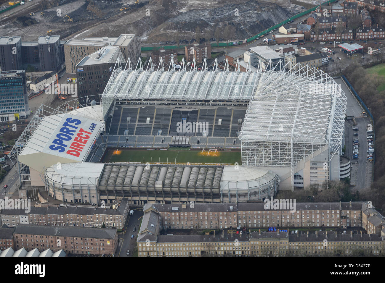 Luftaufnahme von Newcastle United Football Club St James' Park Stadium Stockfoto