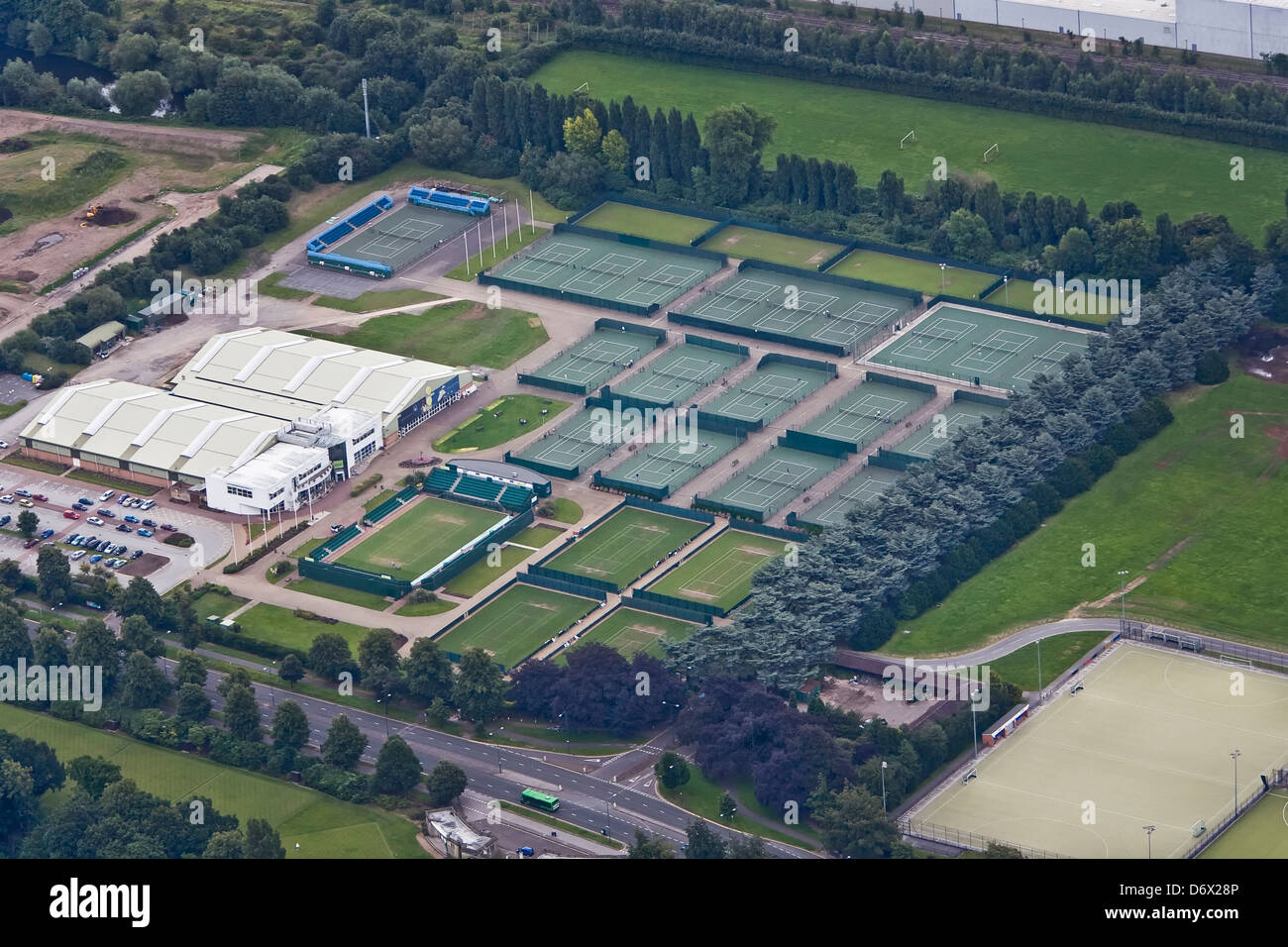 Luftaufnahme von Nottingham Tenniszentrum Stockfoto
