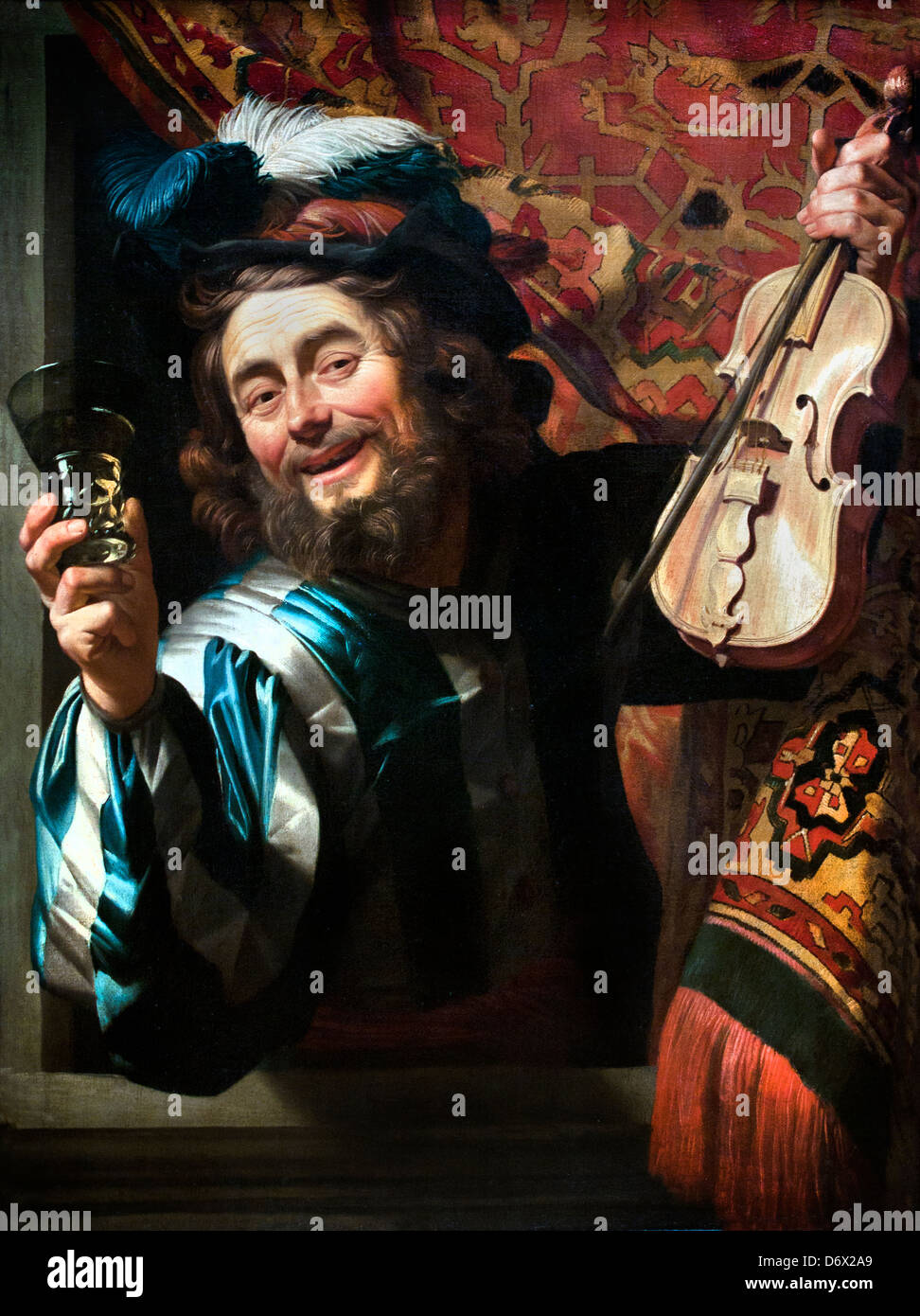 Der fröhliche Fiddler 1623 Gerard van Honthorst 1592-1656 Holländer die Niederlande Stockfoto