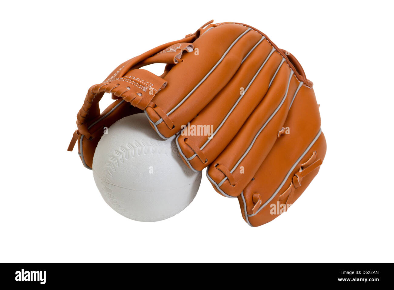 Eine neue Baseball Handschuh und weißen Lederball Stockfoto