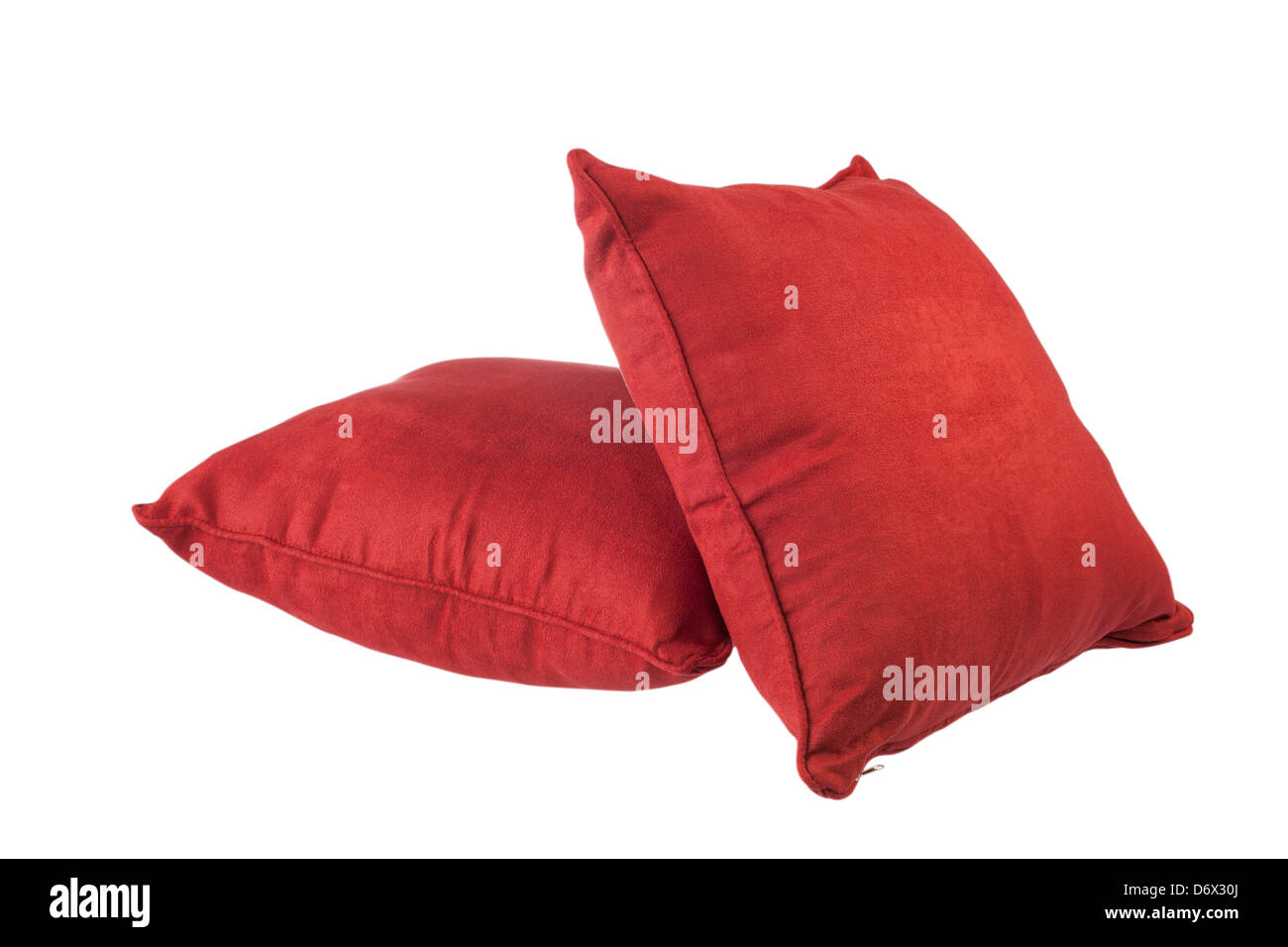 rote Kissen für Entspannung zu Hause Stockfoto
