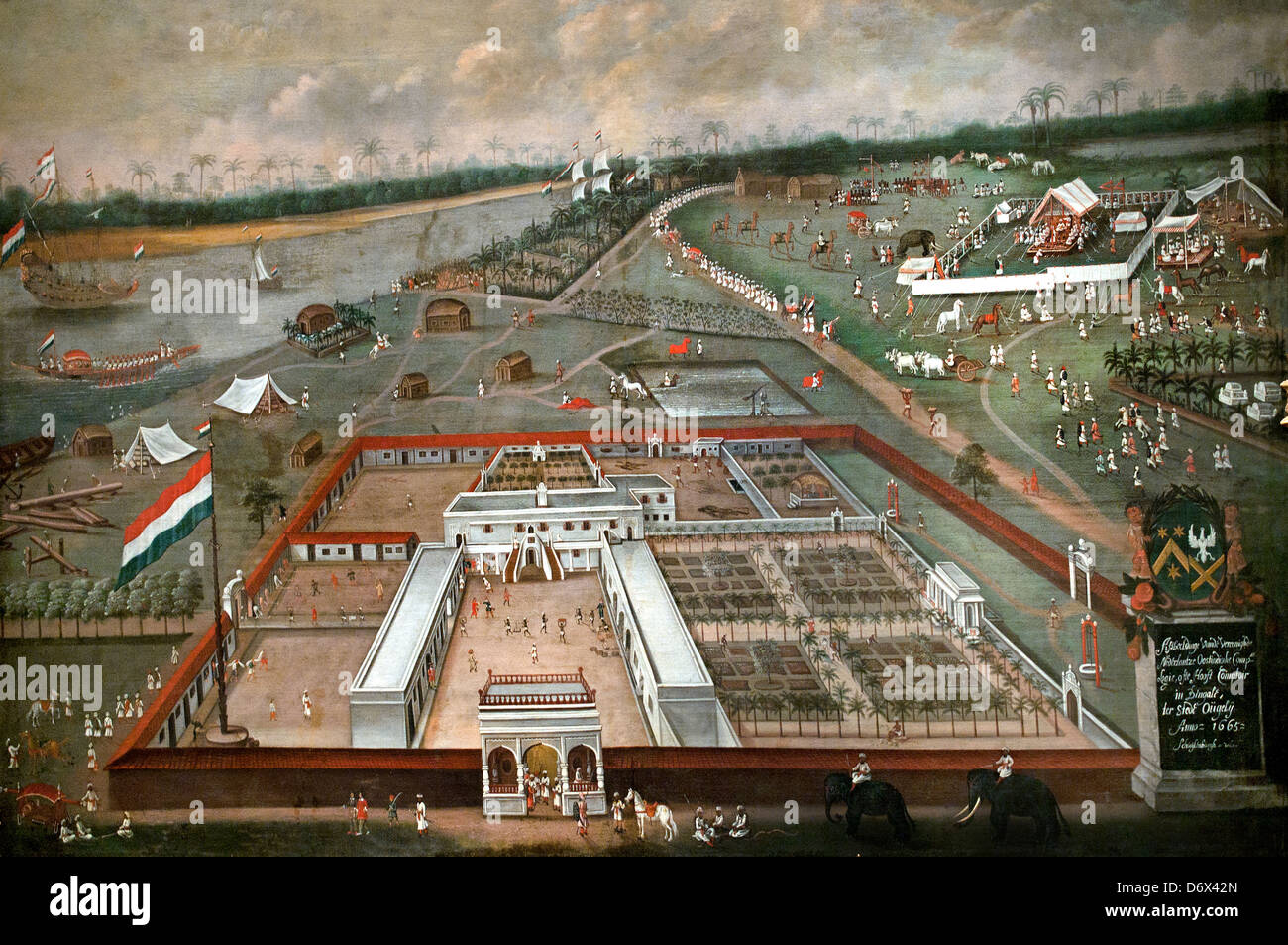 VOC der Handelsposten der niederländischen Ostindien-Kompanie in Hooghly Bengal Indien 1665 Hendrik van Schuylenburgh holländischen Niederlanden Stockfoto