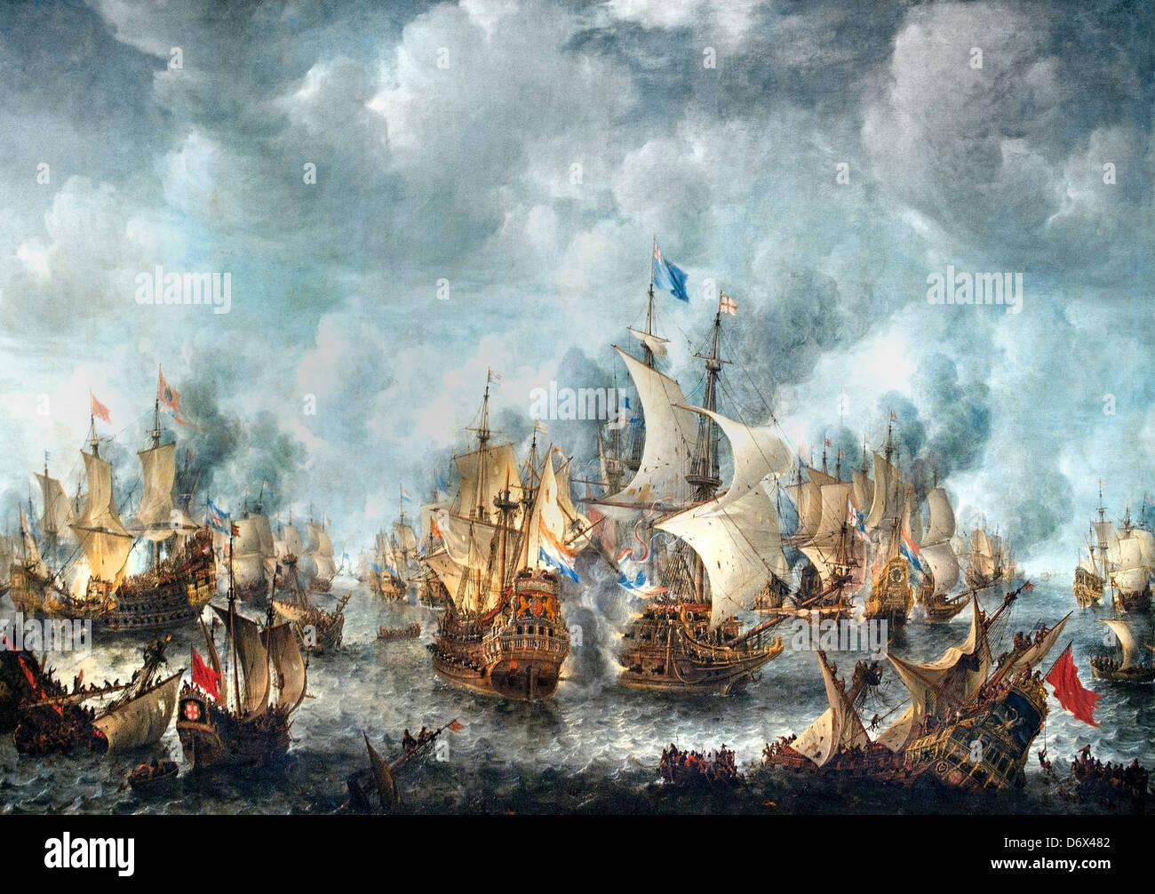 Die Schlacht von Terheide1657 Willem van de Velde 1 1611-1693 spanische  Armada Ärmelkanal Maerten Harpetsz Tromp niederländischen Stockfotografie -  Alamy