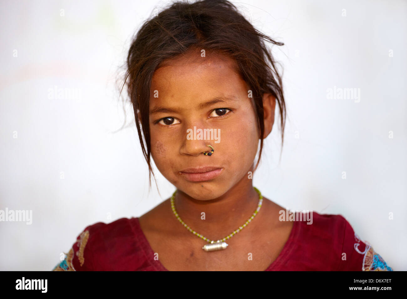 Porträt eines jungen indischen Kind Mädchens, Udaipur, Rajasthan, Indien Stockfoto