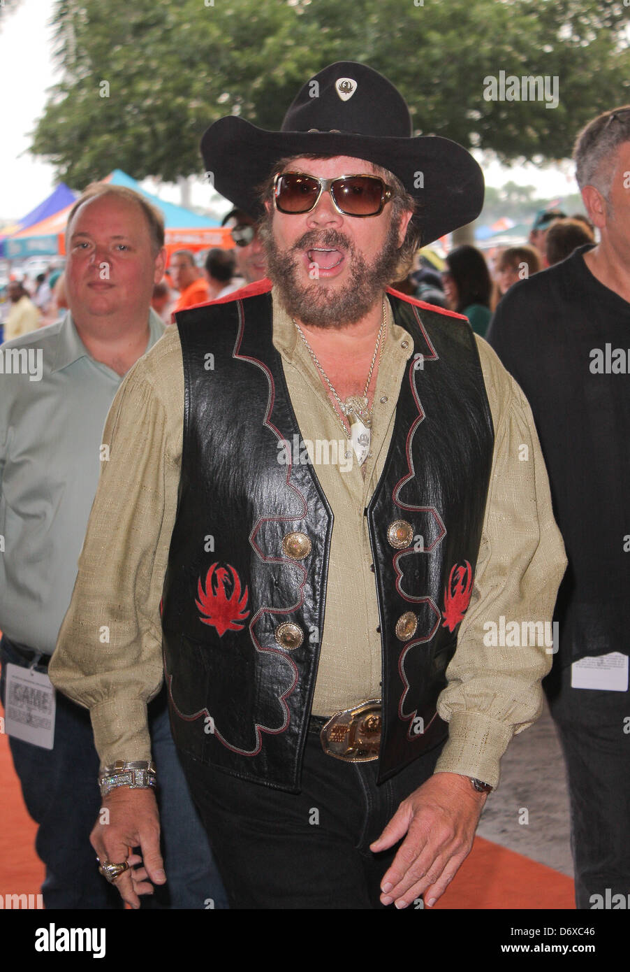 Hank Williams Jr. die Miami Dolphins Vs The New England Patriots NFL Monday Night Football Spiel im Sun Life Stadium - Ankünfte Stockfoto