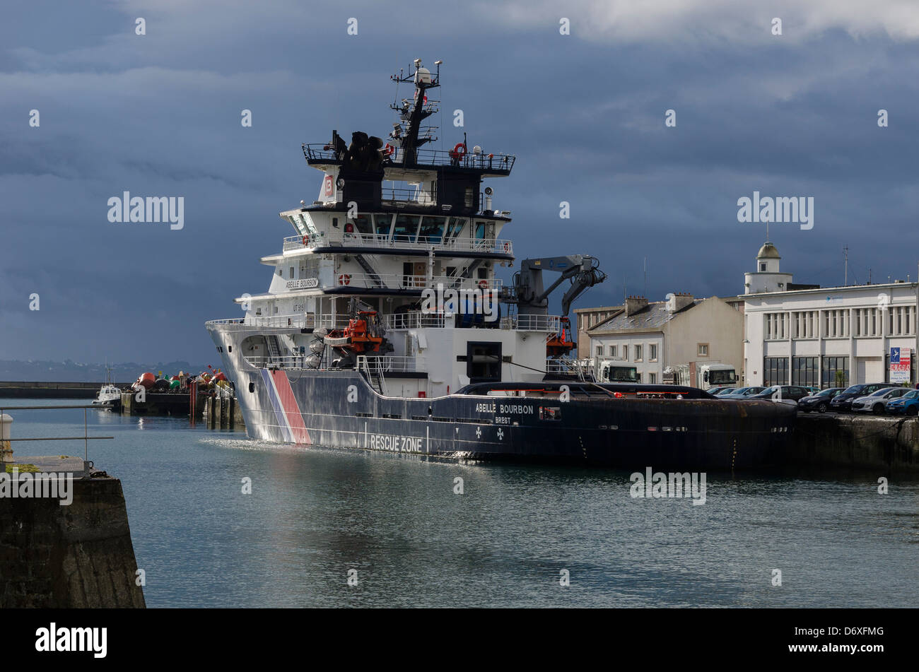 Abeille Bourbon; Schlepper Hochsee-vertäut im Hafen Brest Stockfoto