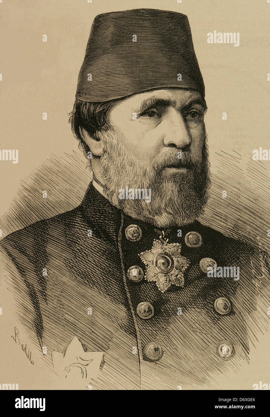 Augustus Charles Hobart-Hampden (1822 – 1886). Englische Marine Kapitän und osmanische Admiral bekannt als Hobart Pasha. Engraiving. Stockfoto