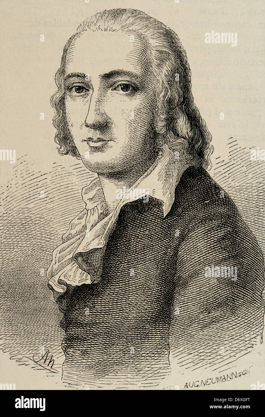 Hölderlins, Friedrich (1770-1843). Deutscher Lyriker. Gravur. Stockfoto