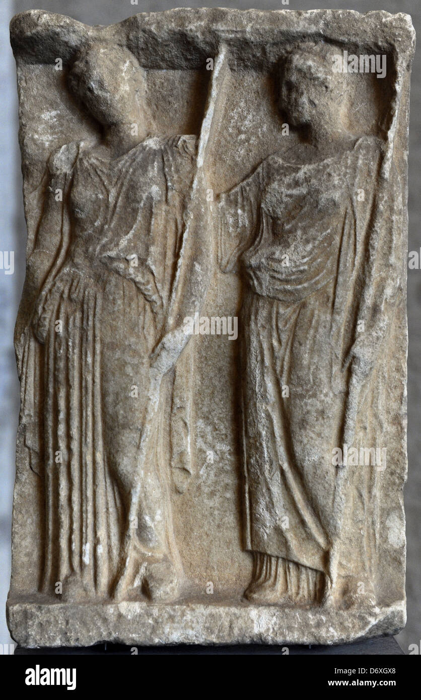 Griechische Kunst. Votive Entlastung. Um 420 v. Chr.. Demeter und Persephone. Glyptothek. München. Deutschland. Stockfoto