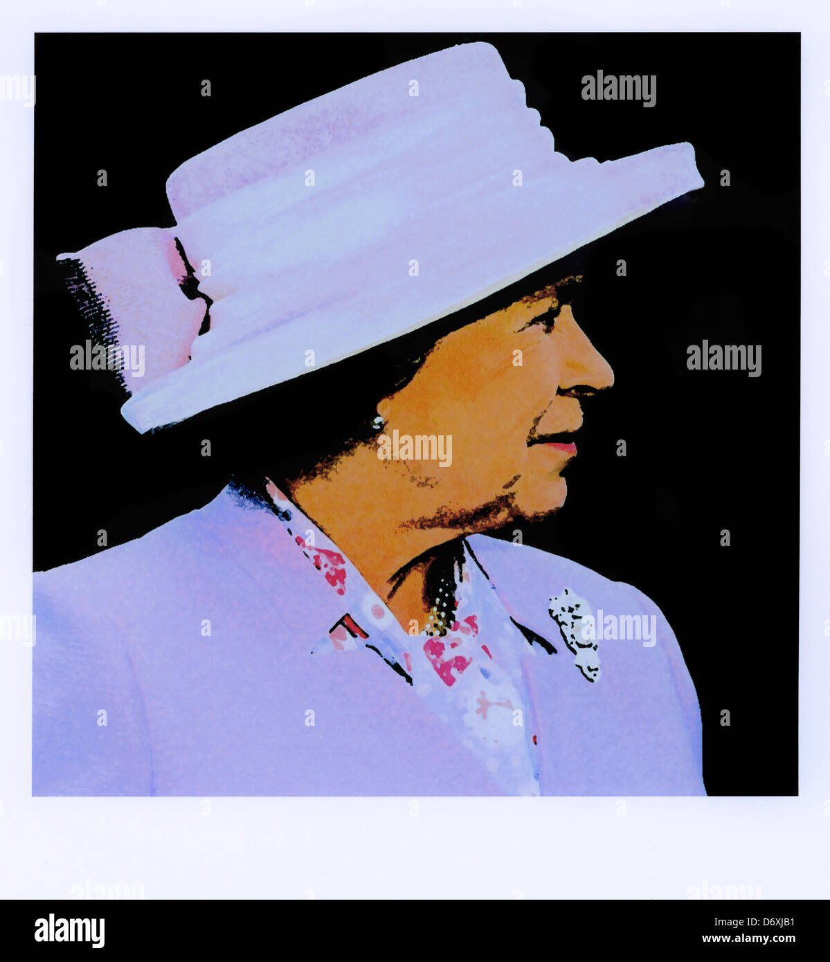 "Pop Art" Porträt von Königin Elizabeth II (aus einem ursprünglichen Bild genommen von Ian Shaw) Stockfoto