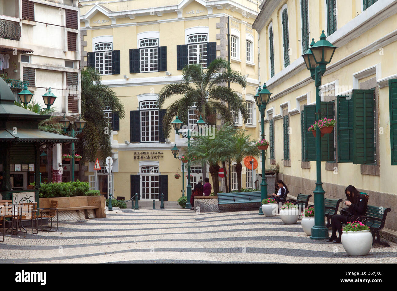 Alte portugiesische Kolonial-Architektur St. Augustine Platz Macau Stockfoto