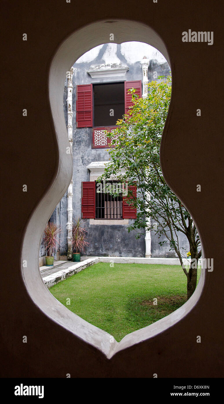 Geformte Fenster Mandarin House Macau Stockfoto