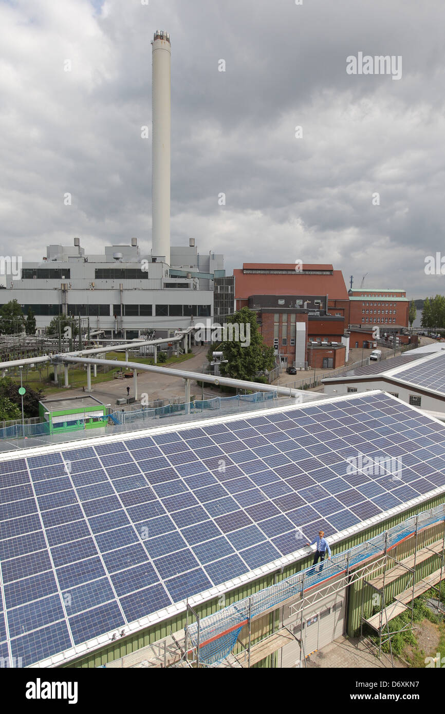 Flensburg, Deutschland, Stadtwerke investieren in Solarenergie Stockfoto