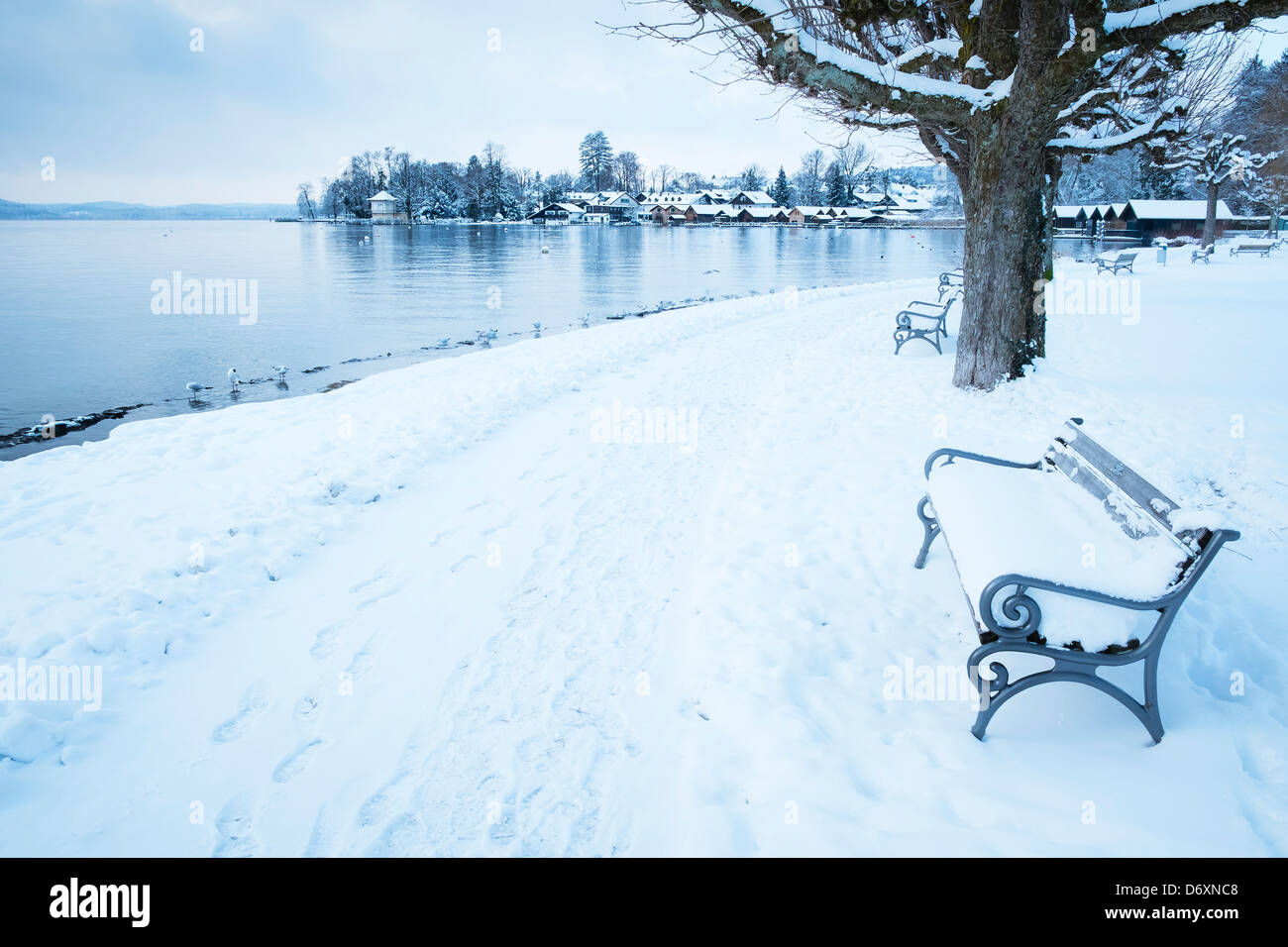 Ein Bild von der Starnberger See in Bayern - Tutzing Februar 2013 Stockfoto