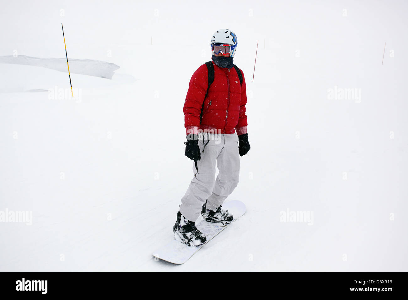 Snowboarden in Meribel, Frankreich Stockfoto