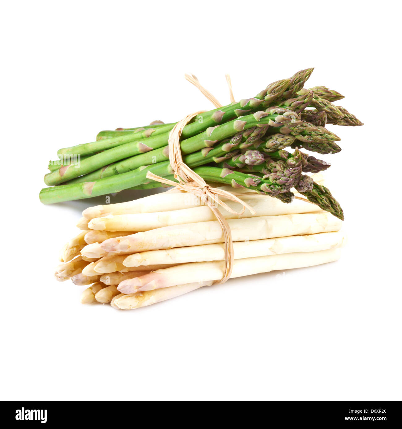 Bündel von weißem und grünem Spargel Stockfoto