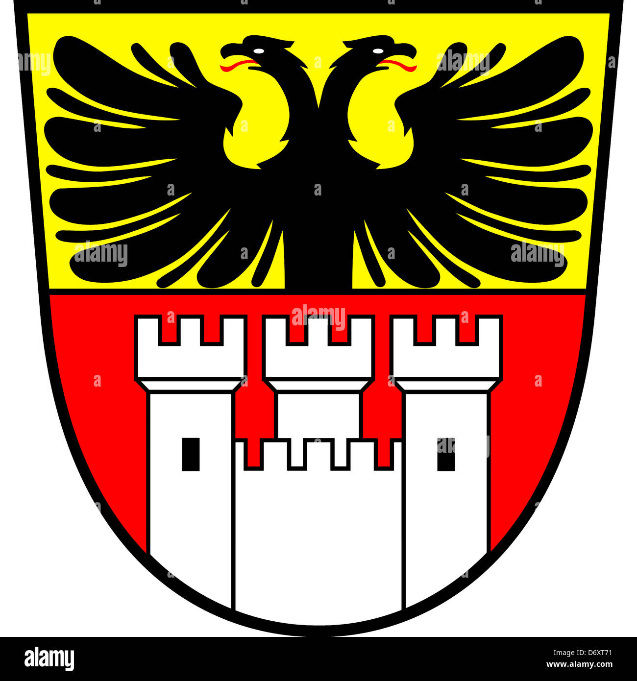 Wappen von der deutschen Stadt Duisburg in Nordrhein-Westfalen. Stockfoto