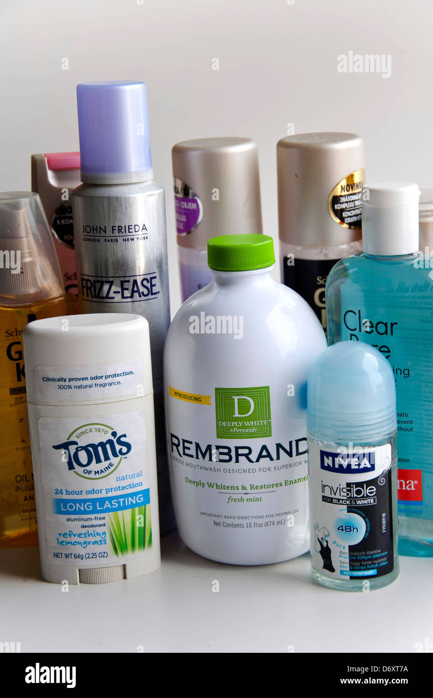 Deo, Haarspray, Gesichtswasser, Mundwasser Stockfotografie - Alamy