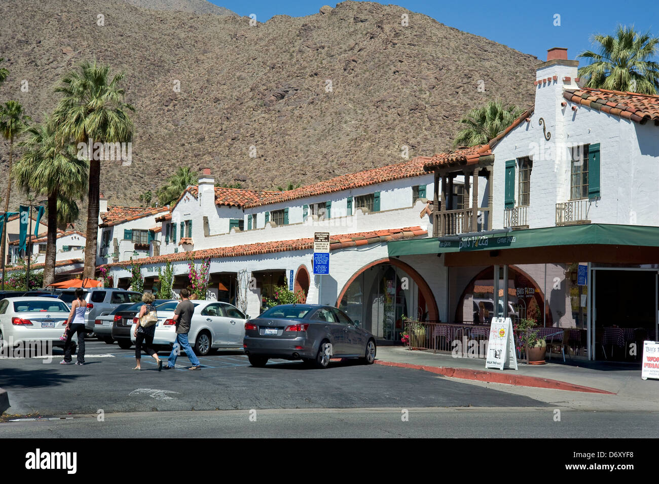 Die zentrale Einkaufspassage in der Innenstadt von Palm Springs, Kalifornien Stockfoto