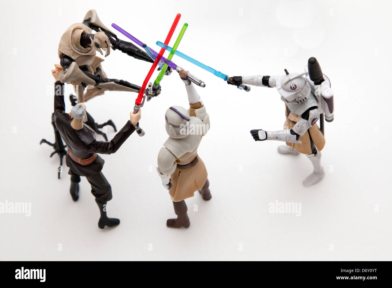 Star Wars Action-Figuren im Kampf mit Licht Säbel. St Paul Minnesota MN USA Stockfoto