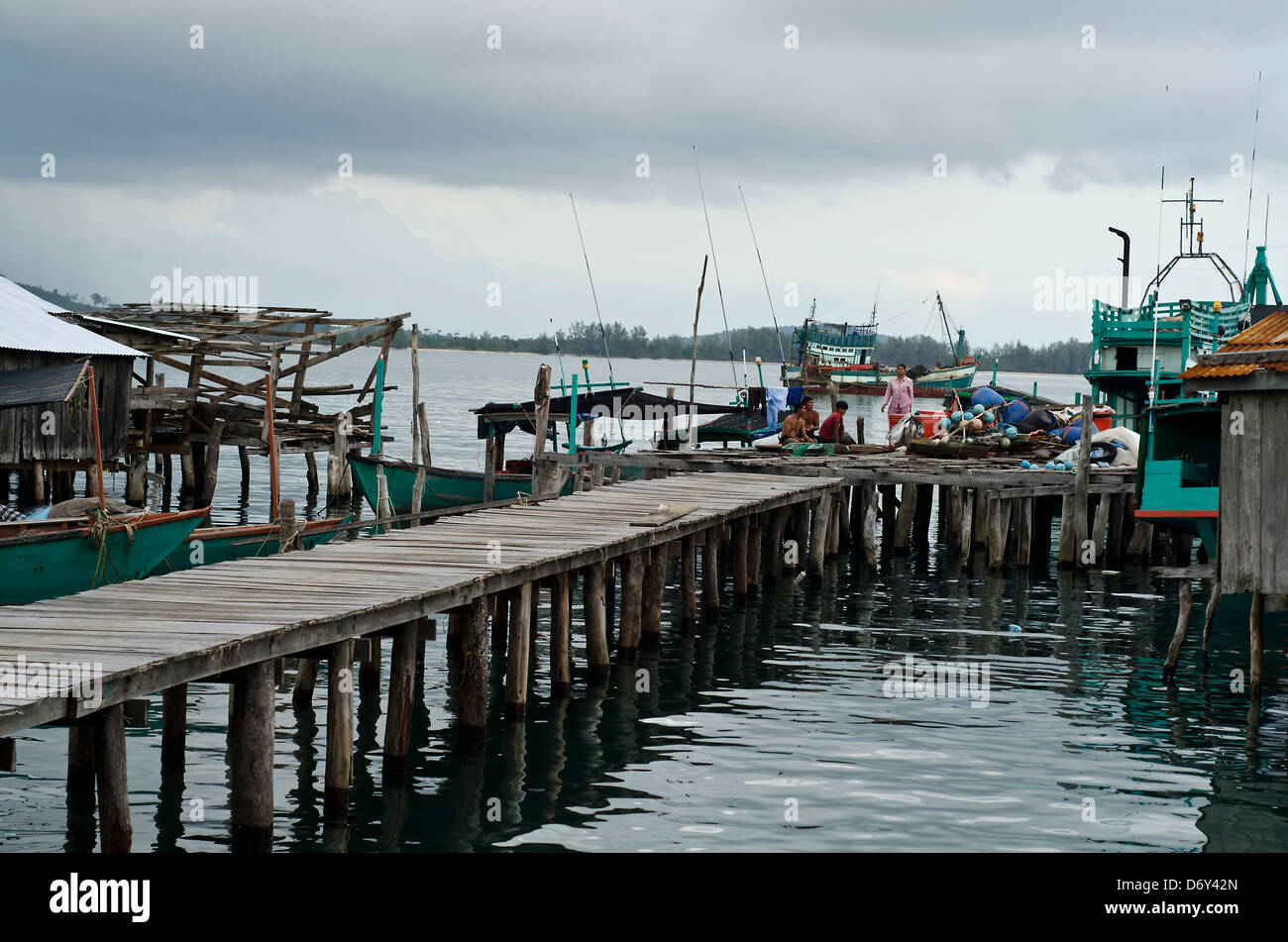 Fischer Pier Koh Sdach (Kings Island), Kambodscha Stockfoto