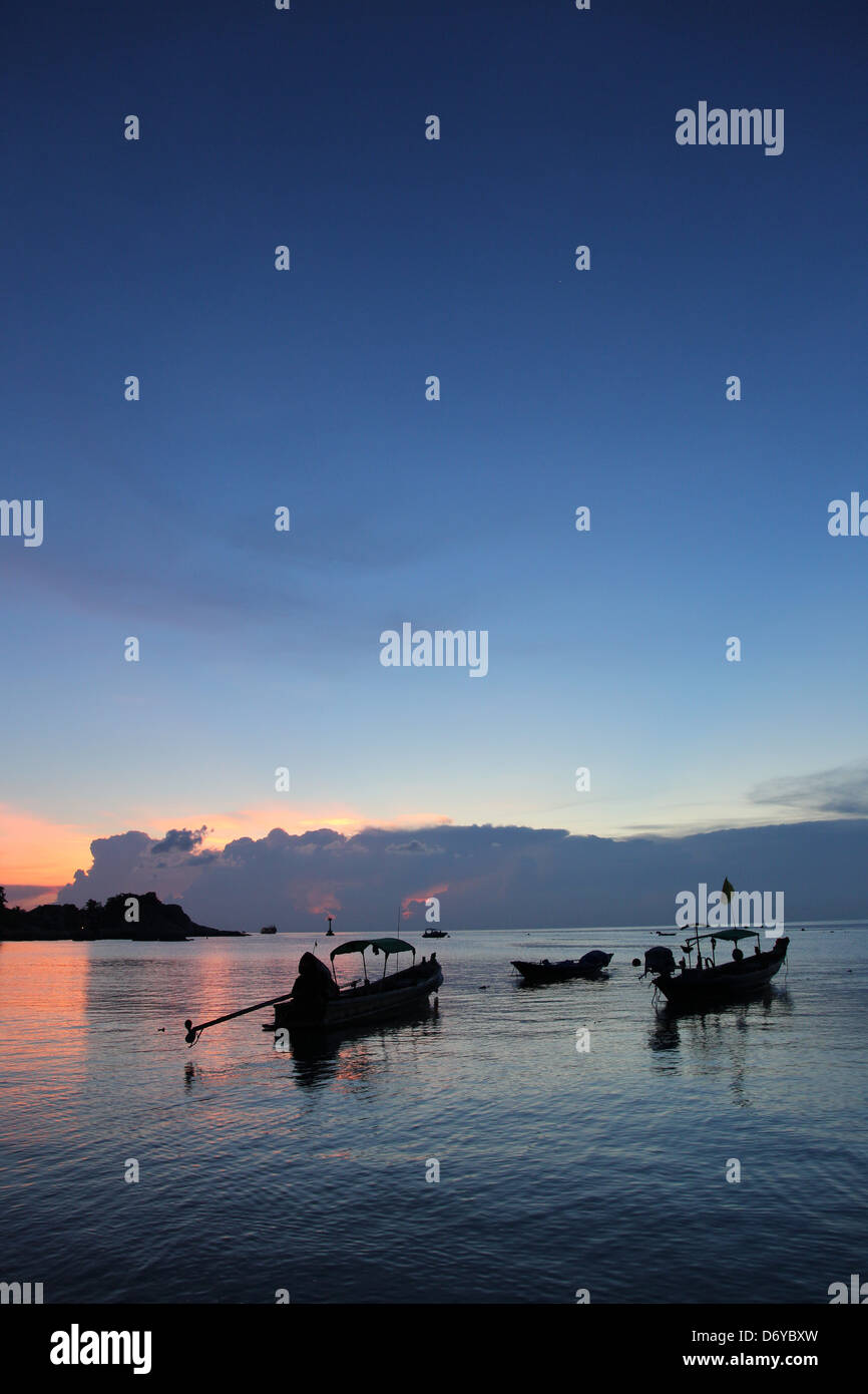 Sonnenuntergang am Mae Haad, Koh Tao, Thailand Stockfoto