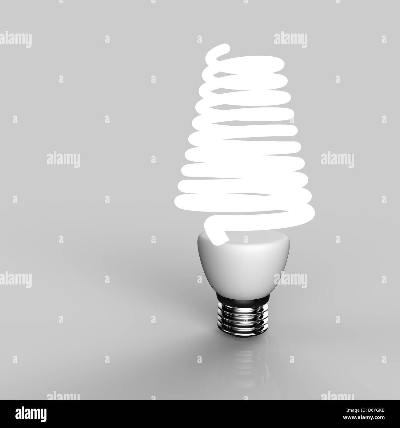 Energiesparende Glühbirne hautnah im Studio. Stockfoto