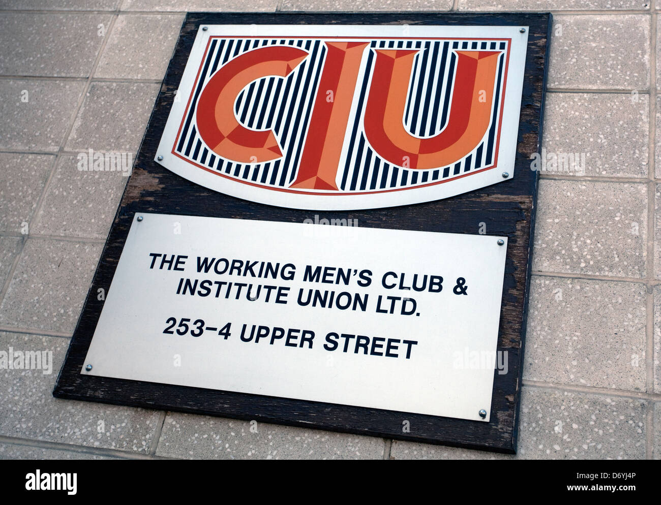 Arbeiten Männer Club und Union Institute (CIU) Logo, London Stockfoto