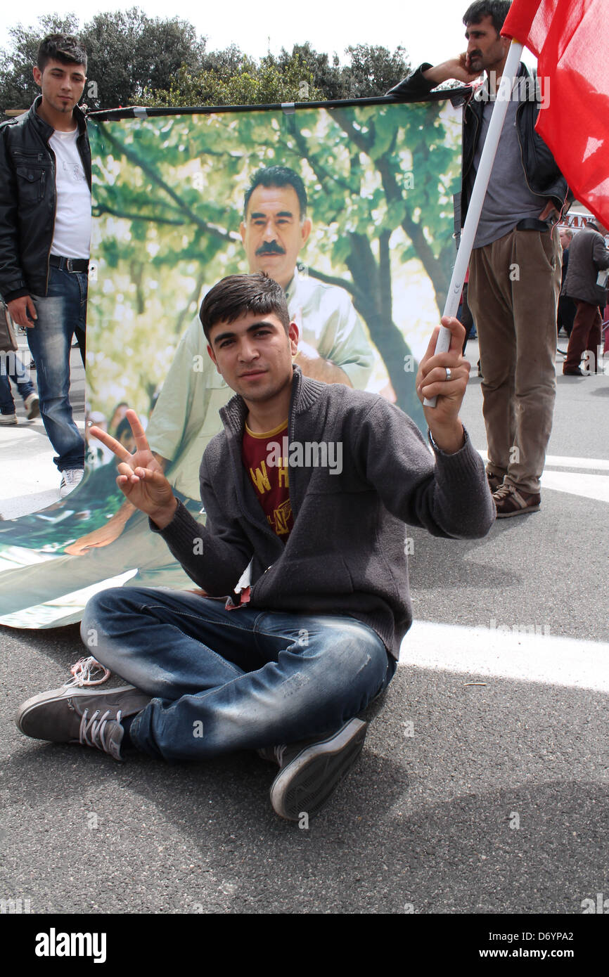 Kurden demonstrieren für Öcalan kostenlos Stockfoto