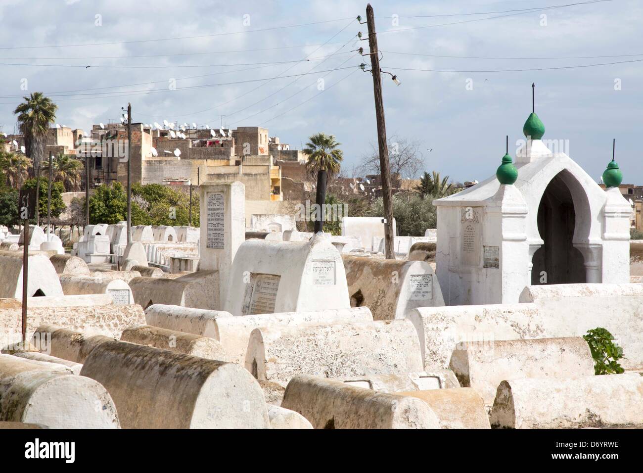 jüdischer Friedhof in der Mellah in Fez, Marokko, Stockfoto