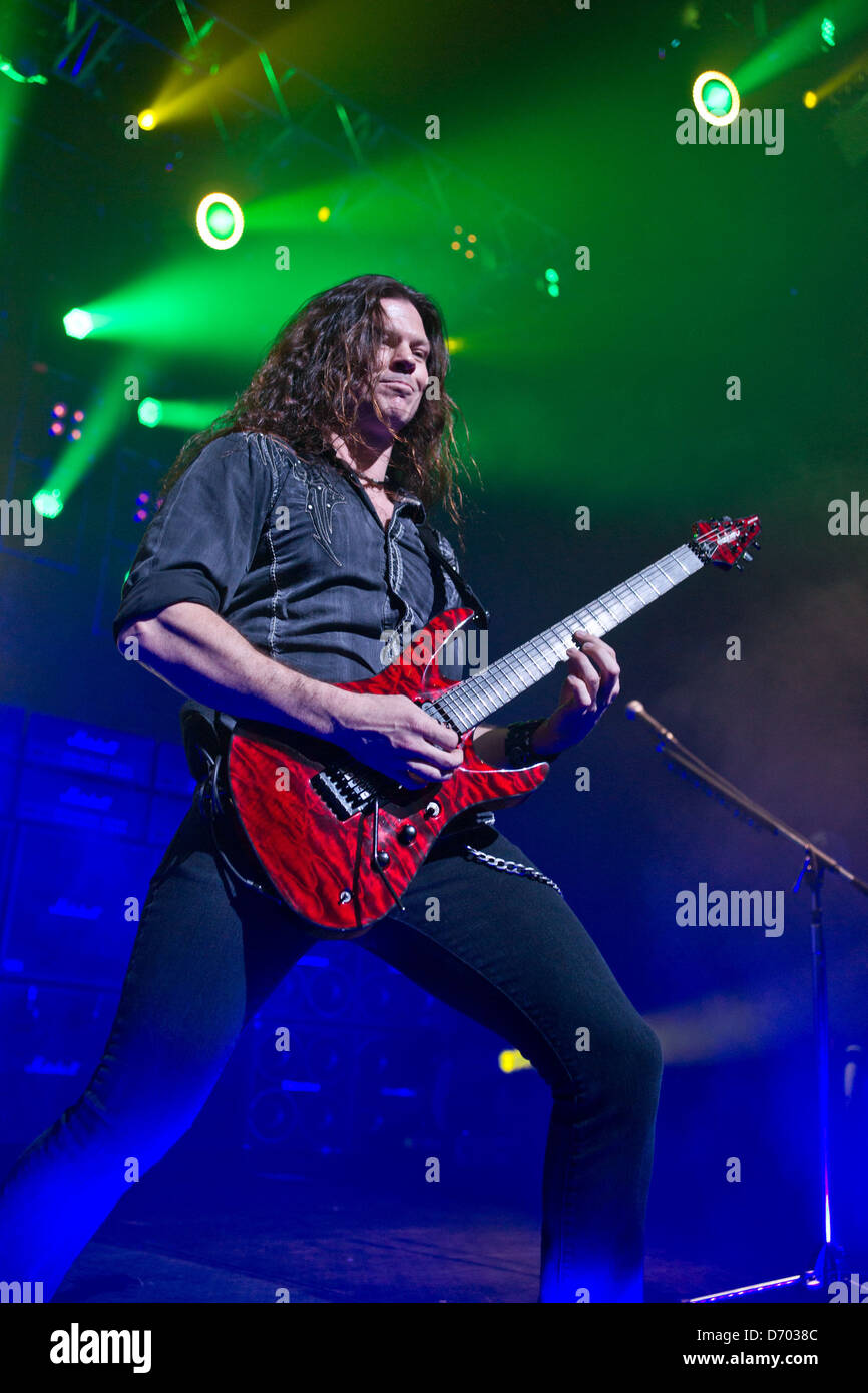 Chris Broderick von Megadeth, die live in der Finalshow von der Gigantour an der ACL Live Austin, Texas 03.03.12 Stockfoto