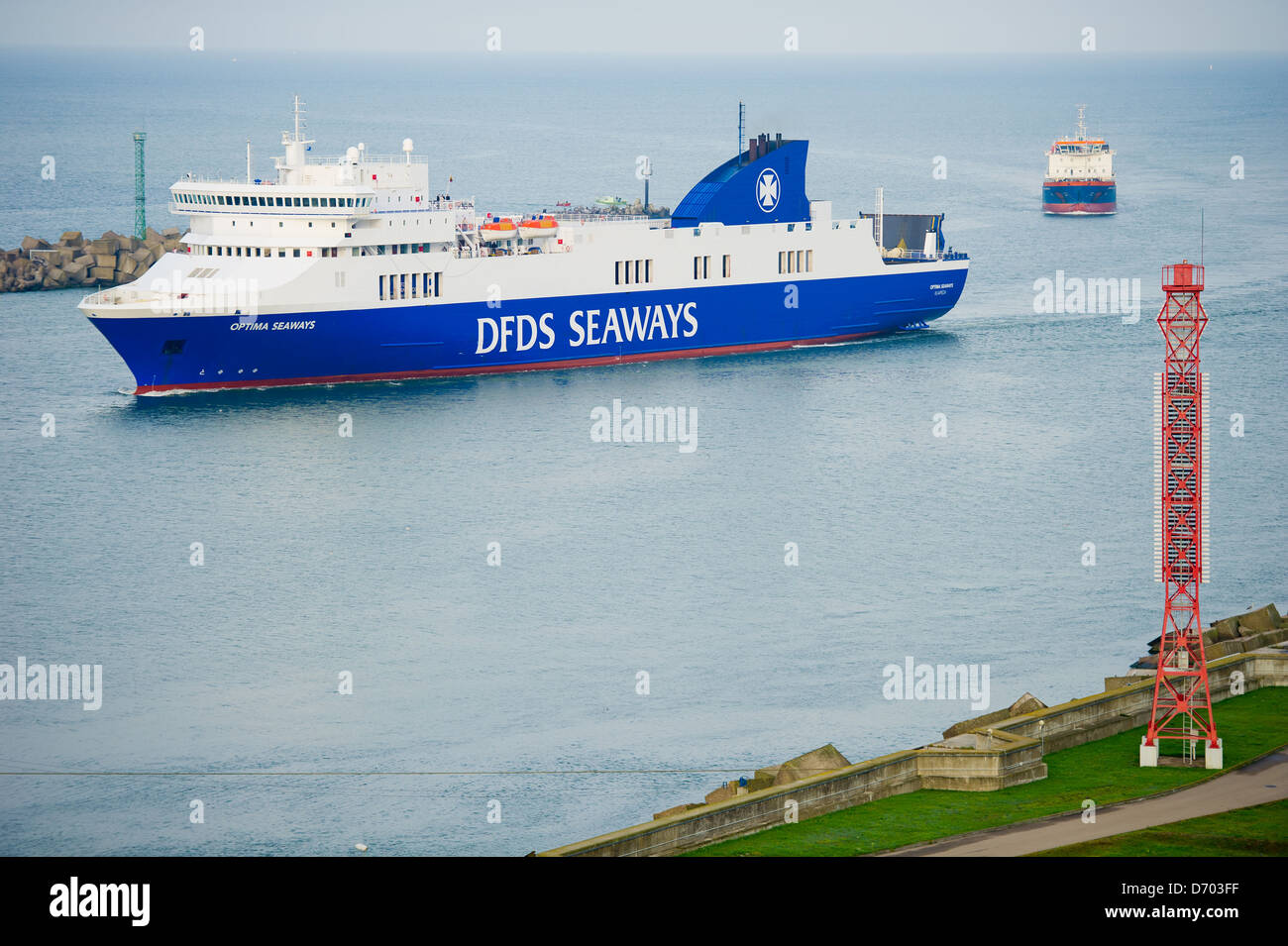 DFDS SEAWAYS liefern OPTIMA Klaipeda Hafen am 26. August 2012 in Klaipeda, Litauen. Stockfoto