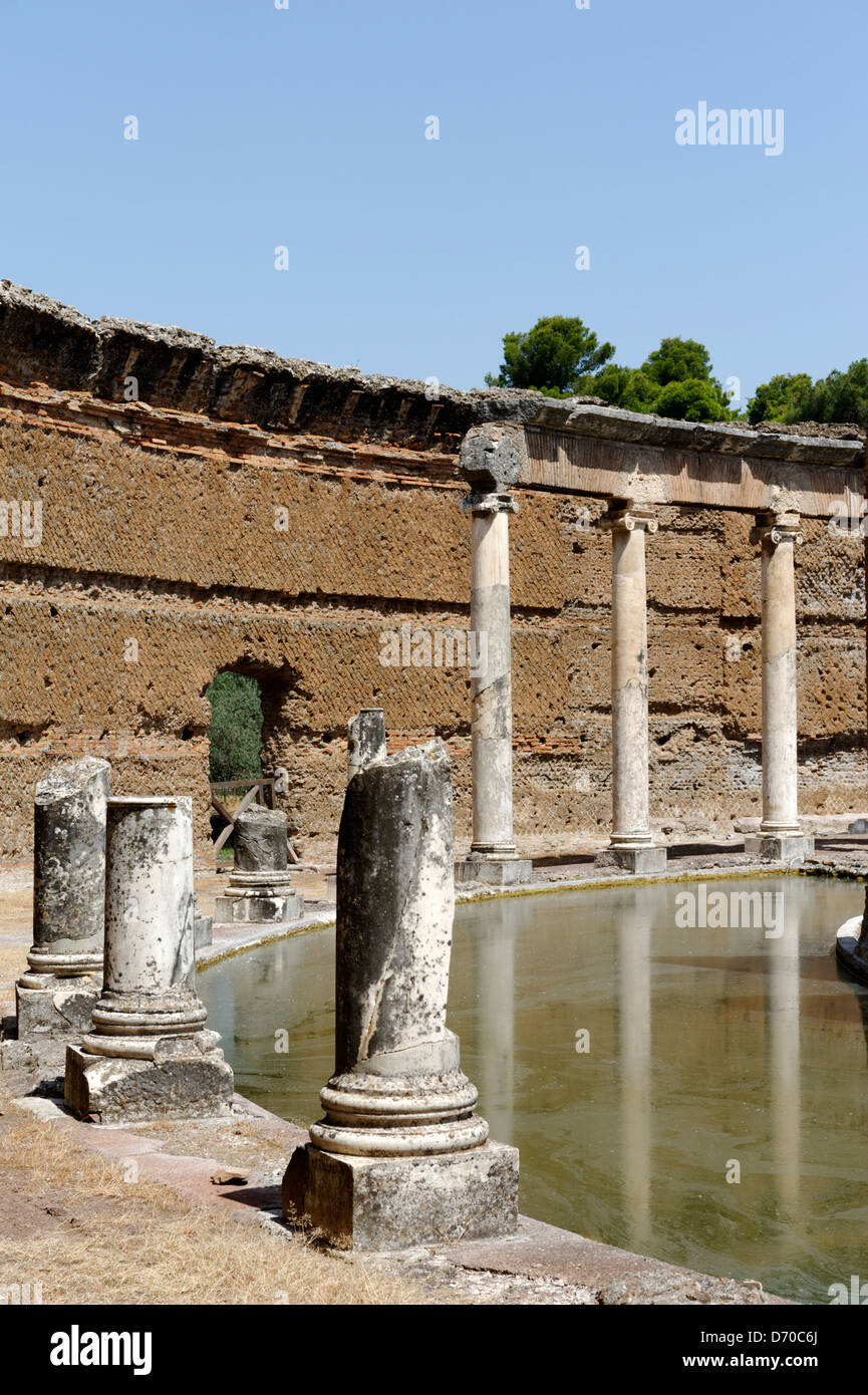 Villa Adriana. Tivoli. Italien. Teil Blick auf den einzigartigen Teatro Marittimo oder maritime Theater, das die schönsten Gebäude ist Stockfoto