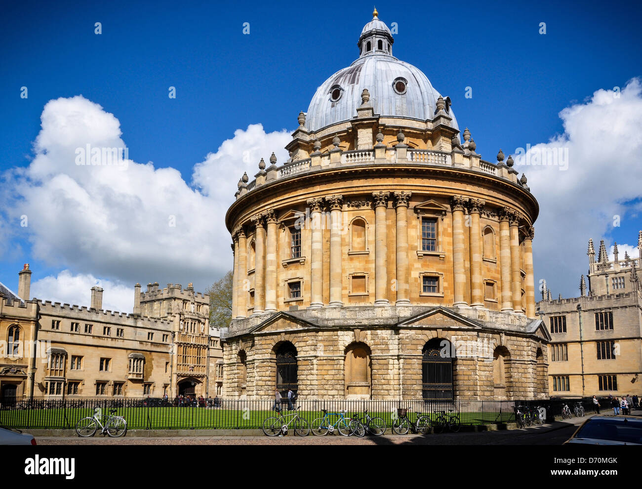 Blick auf die Radcliffe Camera, Bodleian Bibliothek, Oxford, Vereinigtes Königreich Stockfoto