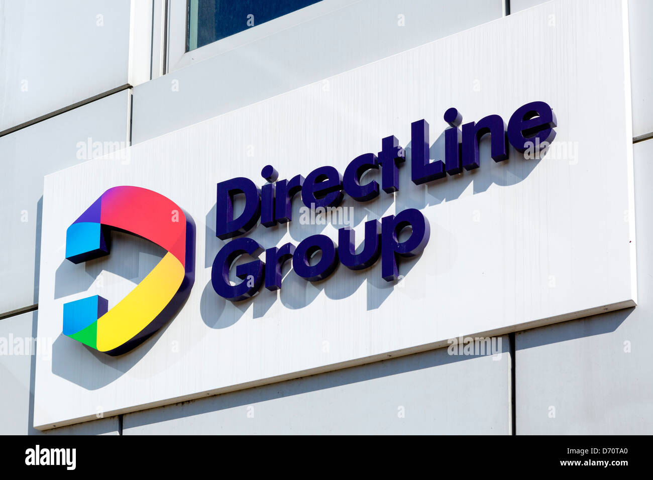 Anmeldung außerhalb der Hauptsitz der Direct Line Versicherung (Teil der Direct Line Group), Leeds, West Yorkshire, Großbritannien Stockfoto