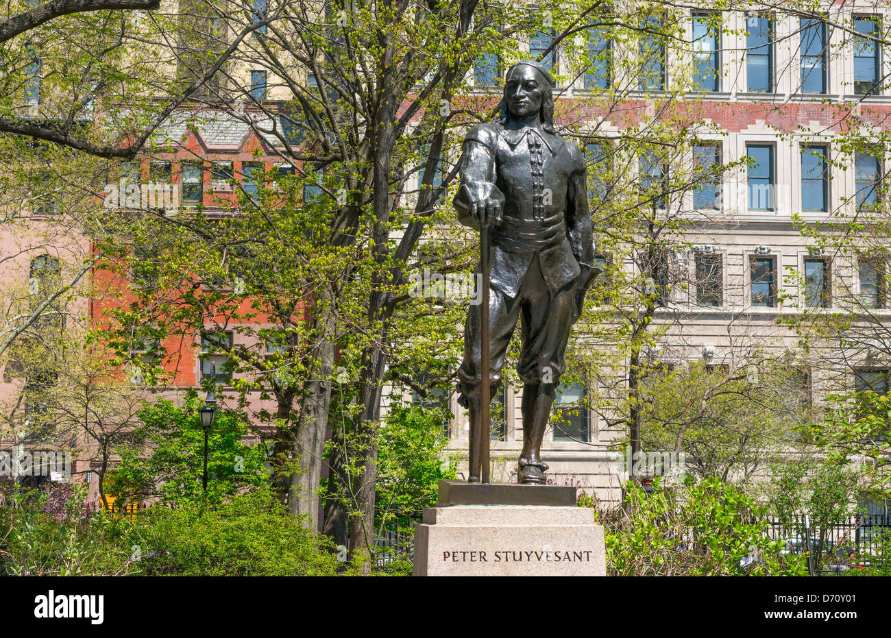Peter Gerard Stuyvesant-Statue in Stuyvesant Square in New York City Stockfoto