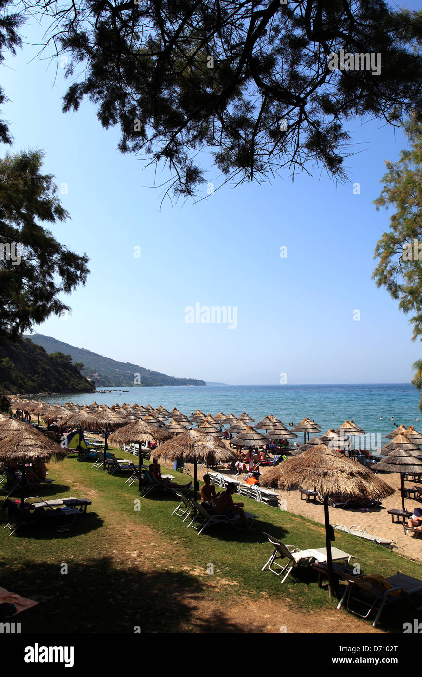 Blick auf Porto Zoro Beach &amp; Resort, Südinsel Zakynthos, Zakynthos, Griechenland, Europa. Stockfoto