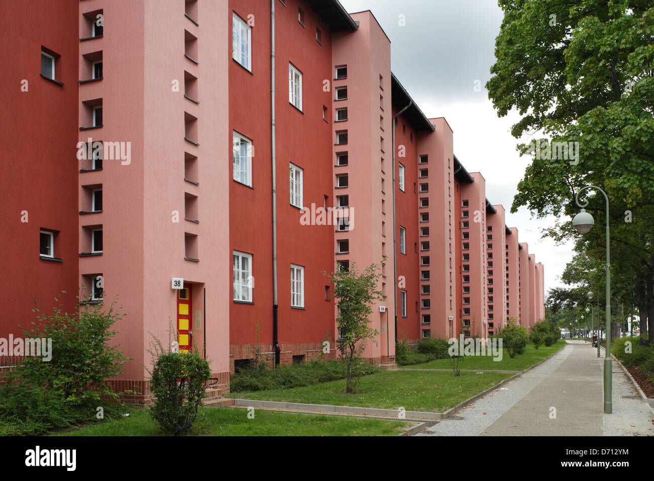 Berlin, Deutschland, als Teil der Siedlung der roten vorderen Hufeisen-Siedlung Stockfoto
