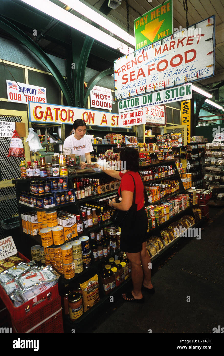 Elk283-1840v-Louisiana, New Orleans, French Quarter, Vieux Carre, French Market, innen stall Stockfoto